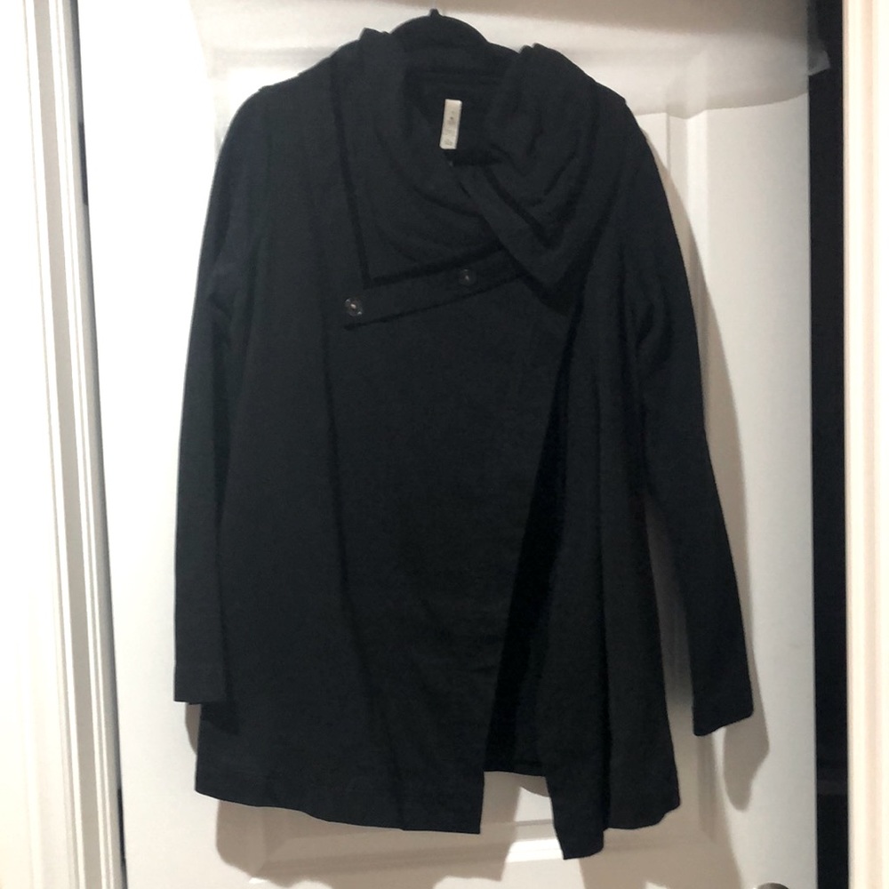 Lululemon Black Wrap Coat with Velvet Accents. Size 10 *RARE*
